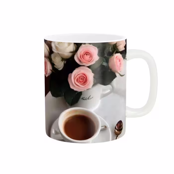خرید ماگ-لیوان   فنجون قهوه و گل رز کد 1832