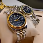 ساعت مچی ست زنانه و مردانه رولکس دیت‌جاست مشکی طلایی (مدل اقتصادی)