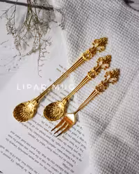 قاشق و چنگال نگین دار طلایی 1914