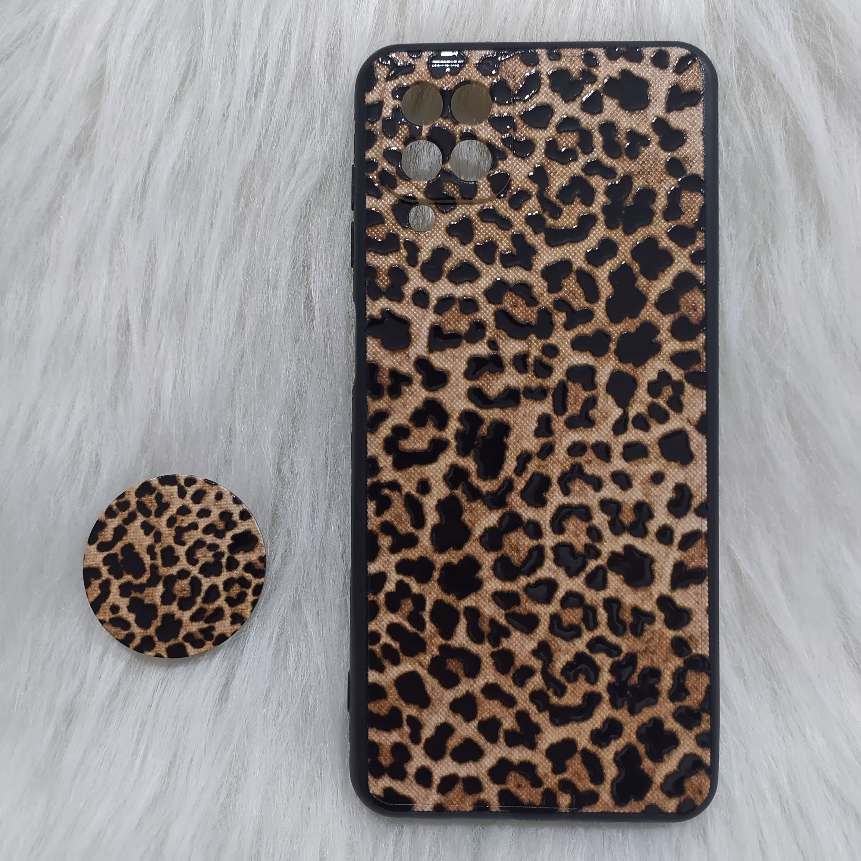 گارد سامسونگ A12 و M12 طرحدار برجسته پلنگی پاپ سوکت دار 