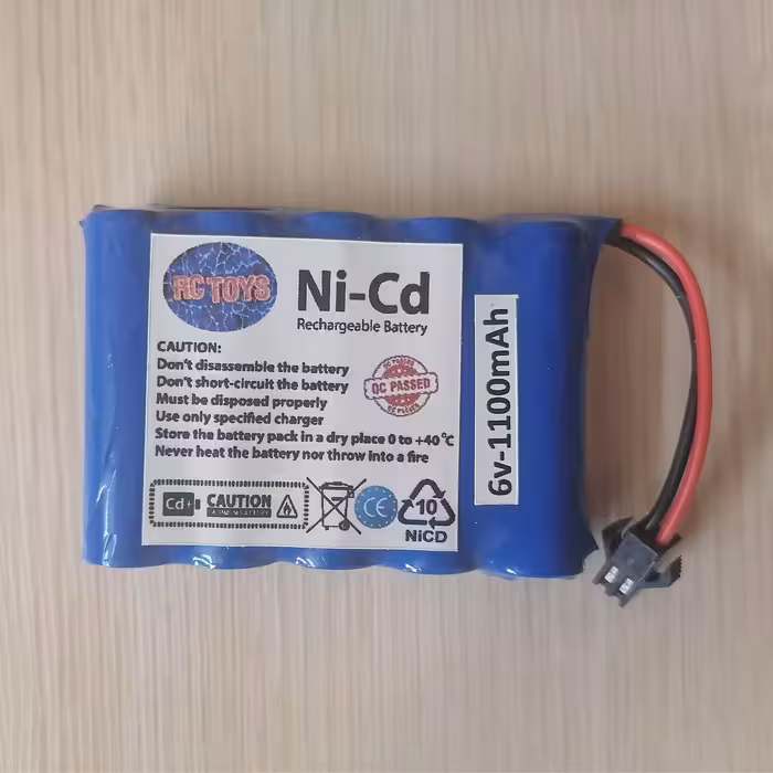 باتری نیکل-کادمیوم قابل شارژ آرسی تویز کد RCT-6v-1100-SM مدل 6 ولتی ظرفیت 1100 میلی آمپر ساعت