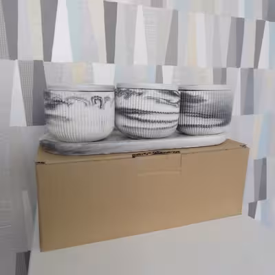 بانکه مدل سنگی کد 990 مجموعه 3 عددی به همراه سینی