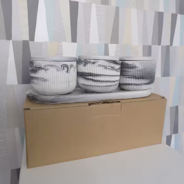 بانکه مدل سنگی کد 990 مجموعه 3 عددی به همراه سینی