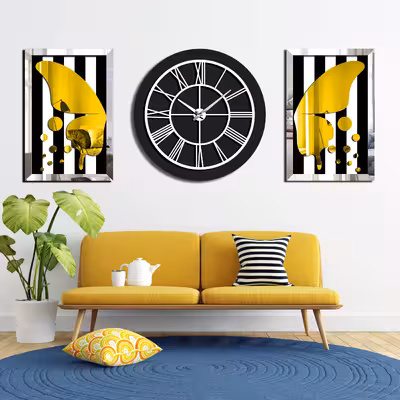 ساعت دیواری اِلِنسی مدل Shina مجموعه 3 عددی