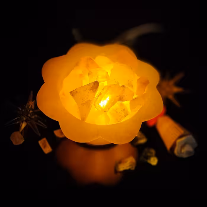 آباژور سنگ نمک مدل سـتاره ای پـایه چـوبی کـد 420