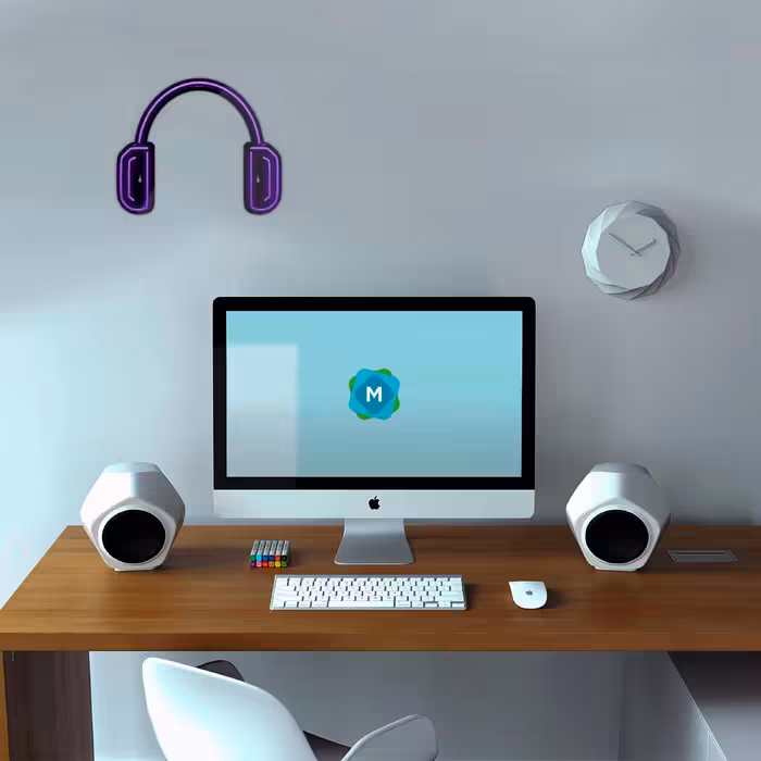 چراغ دیواری نئون دیزاین طرح Headphone-BL_PR