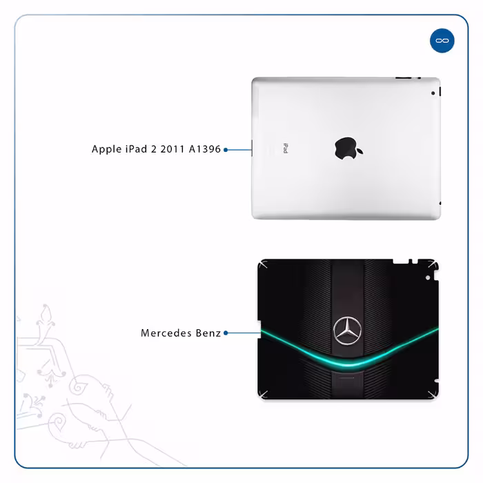 برچسب پوششی ماهوت مدل Mercedes-Benz مناسب برای تبلت اپل iPad 2 2011 A1396