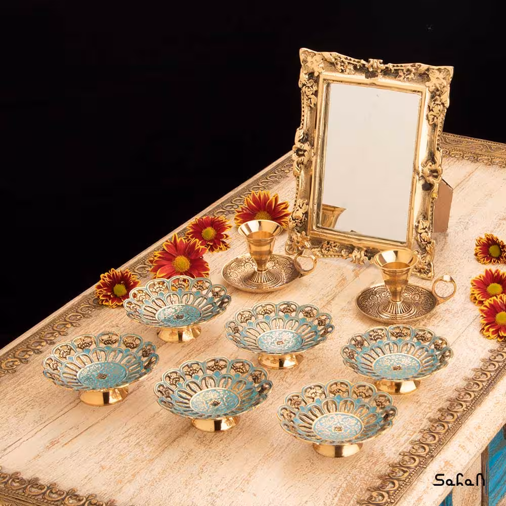 ست هفت سین برنجی میناکاری کد 1084