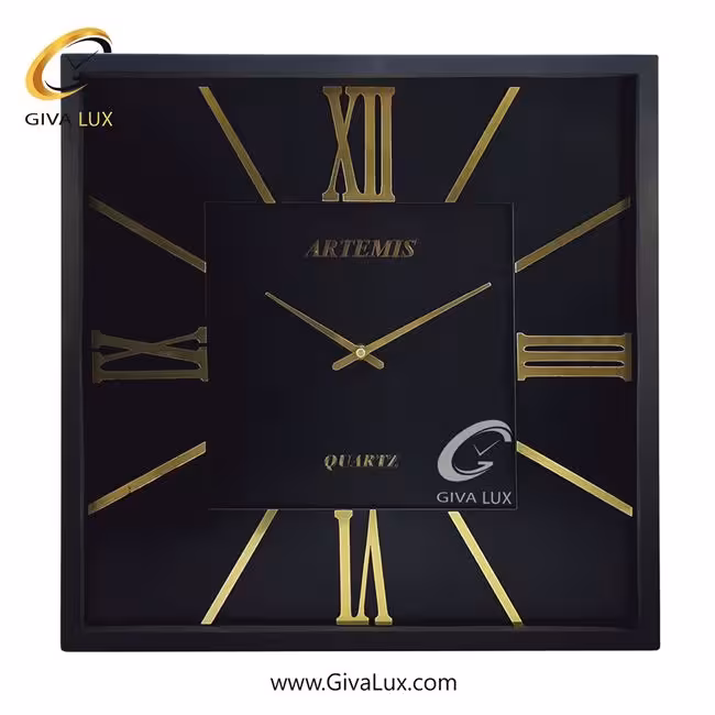 ساعت دیواری اورجینال آرتمیس آلیاژ فلزی مشکی| کد رفرنس 12738، مدل: 2026BlackGold