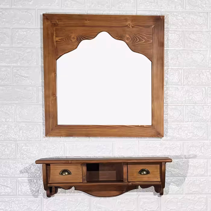 آینه سهیل مدل چوب به همراه شلف دیواری