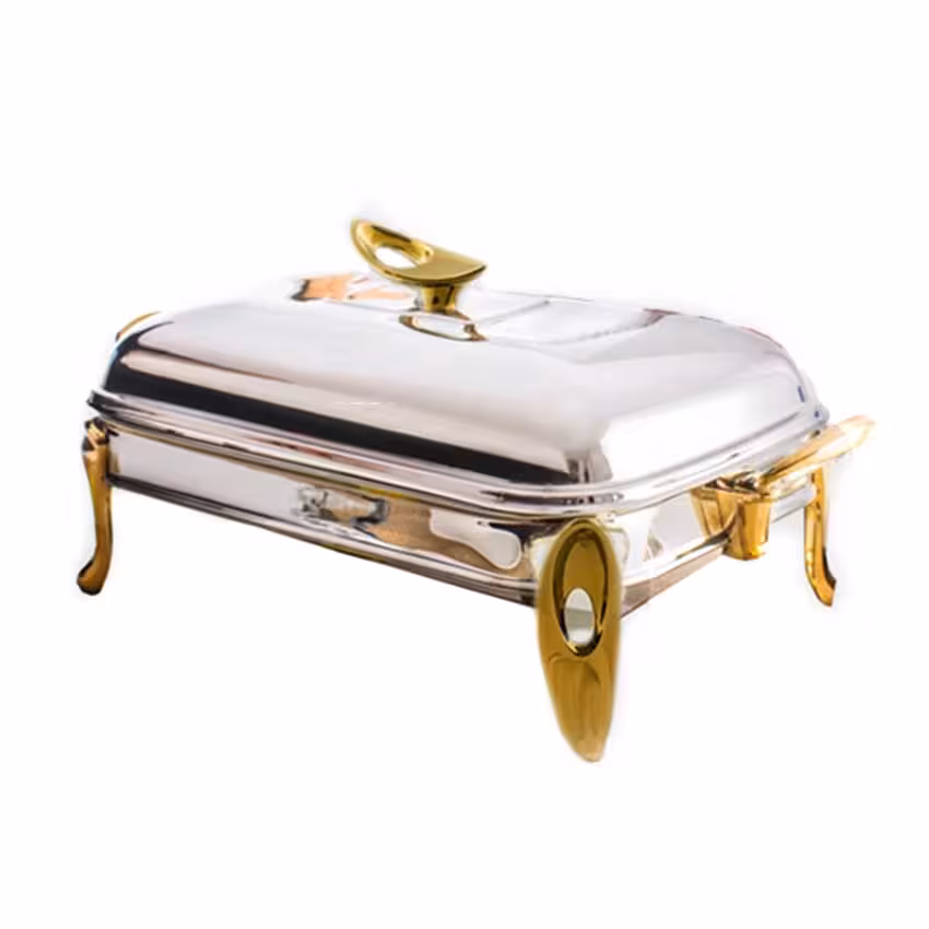 سوفله خوری مستطیل بزرگ یونیک قایقی طلایی مدل UN-3849