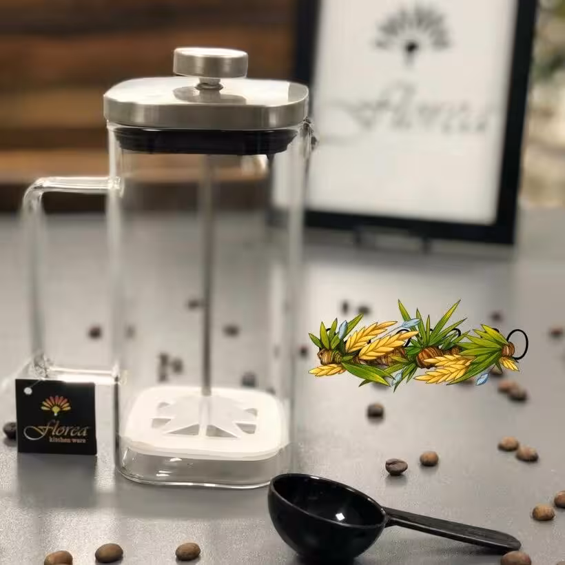 فرنچ پرس دو عدد پیرکس درب استیل 600 سی سی کد پسرخاله با ارسال رایگان