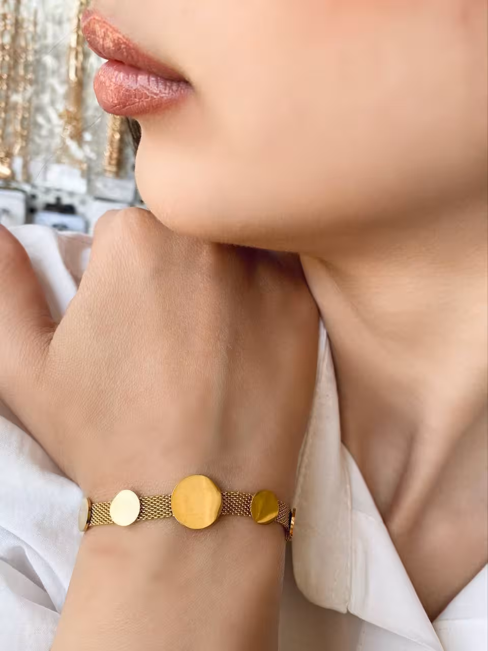 دستبند استیل حصیری مدل دایره ای