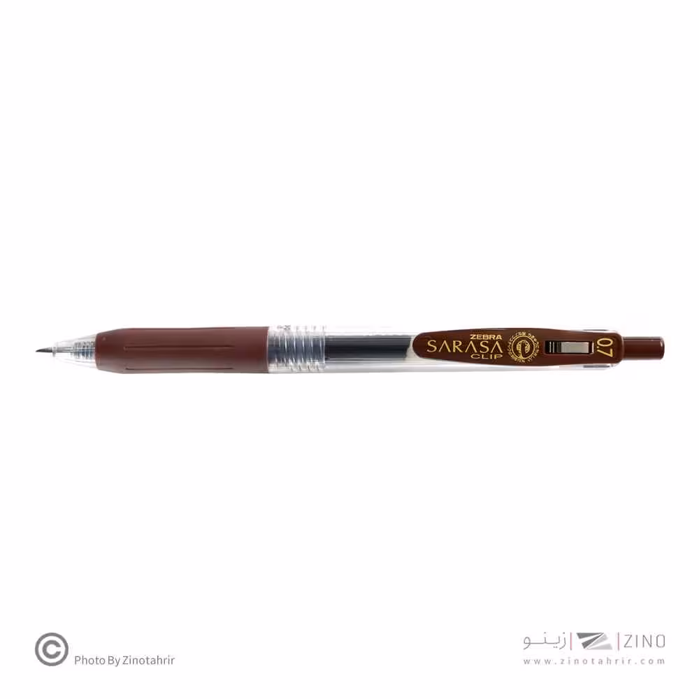 روان نویس فشاری ساراساکلیپ قهوه ای 0/7 زبرا (10عددی)
