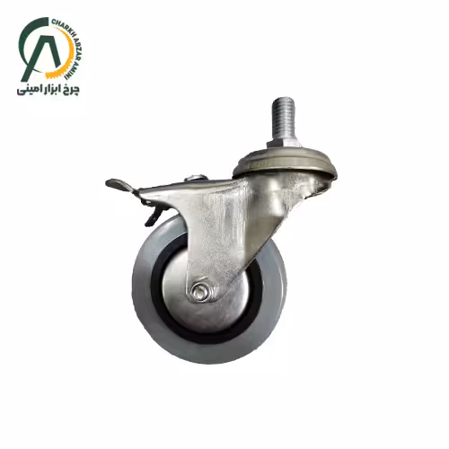 چرخ فروشگاهی H پیچی گردان ترمزدار قطر 100 میلی متر