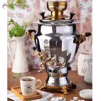 قلیان کامل برنجی گلابی ممتاز، شیشه تراش طرح ماه و ستاره