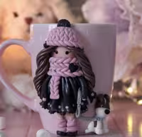 ماگ دخترونه خمیری برجسته