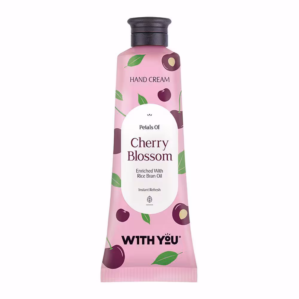 کرم طراوت بخش و مرطوب‌کننده دست حاوی عصاره شکوفه گیلاس ویت یو PETALS OF CHERRY BLOSSOM HAND CREAM 50ML WITH YOU
