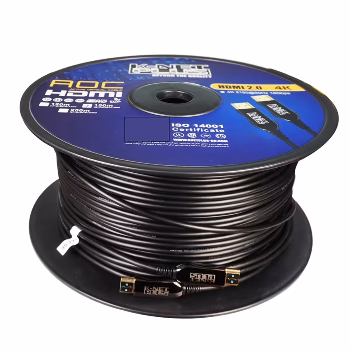 کابل HDMI 2.0 AOC برند کی نت پلاس مدل KP-CHAOC1500 طول 150 متر