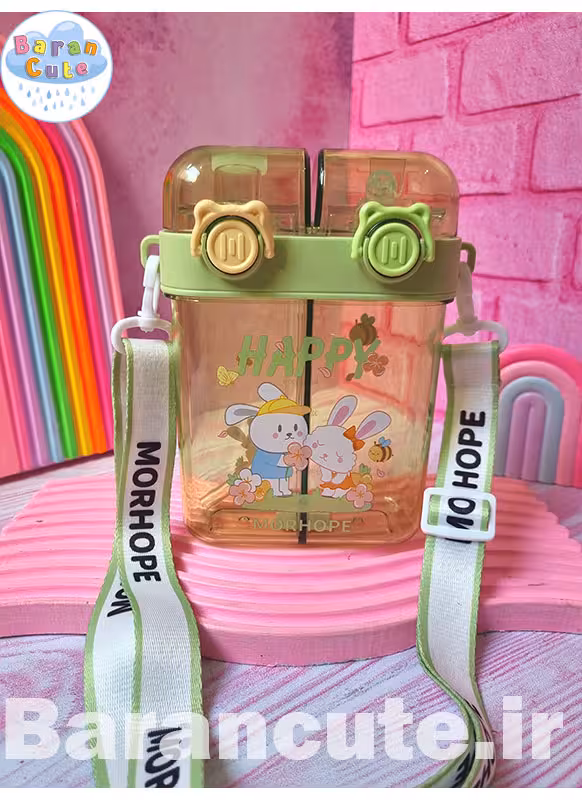 قمقمه فانتزی کتابی دو مخزنه طرح خرگوش سبز