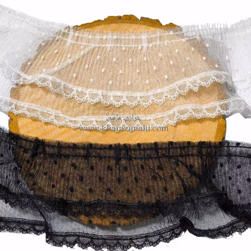 دانتل شیفون طرح چیندار دو لایه خالدار (کد 46)