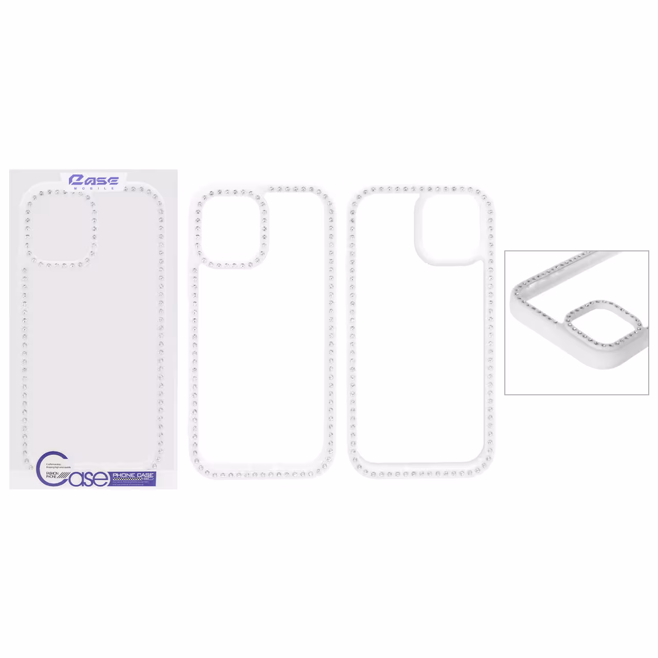 قاب Jewelry دور نگین Apple iPhone 12 Pro / iPhone 12 - سفید (پک دار)