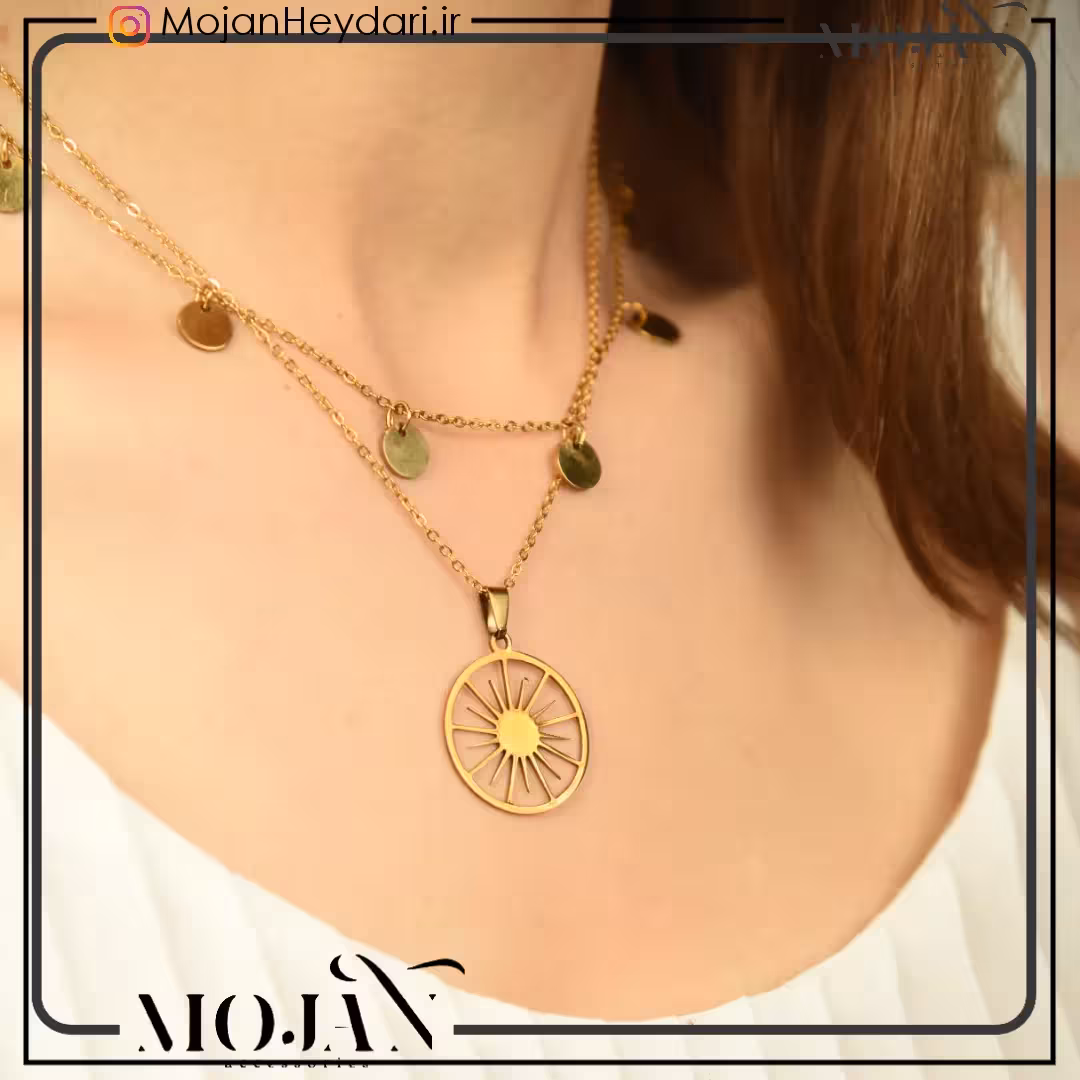 گردنبند استیل خورشید و دایره ای کد1111