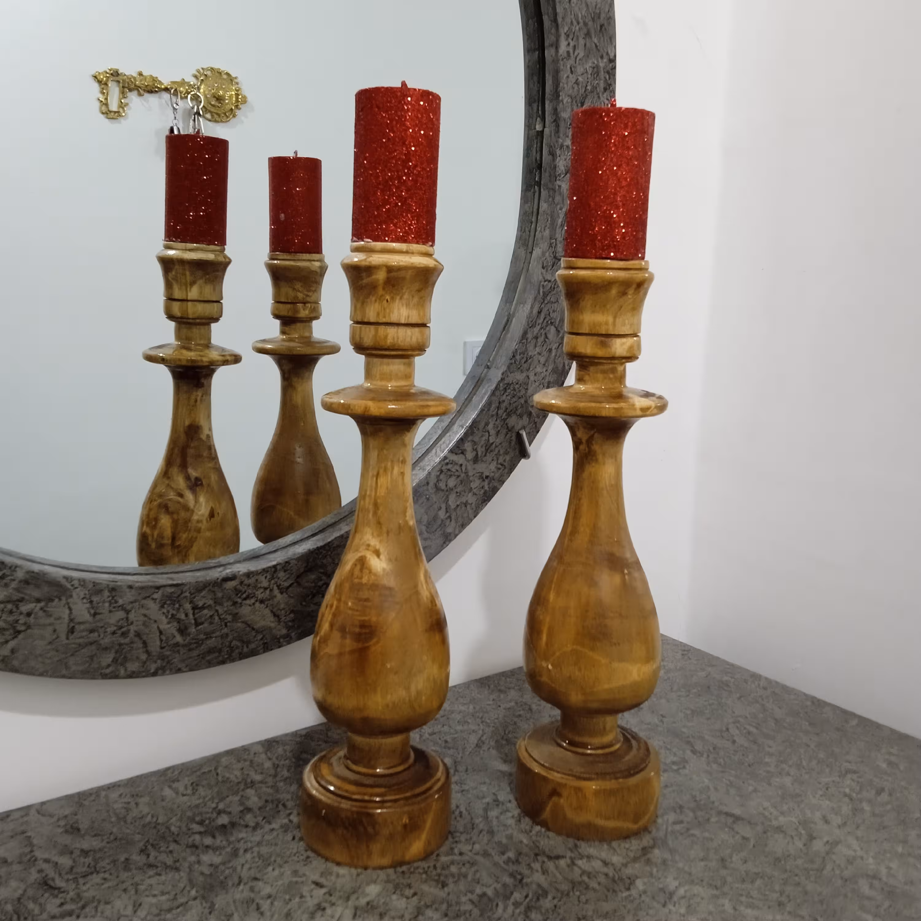 شمعدانی چوب خراطی