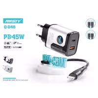 شارژر دیواری 45 وات انستی مدل S23 ULTRA به همراه کابل تبدیل USB-C