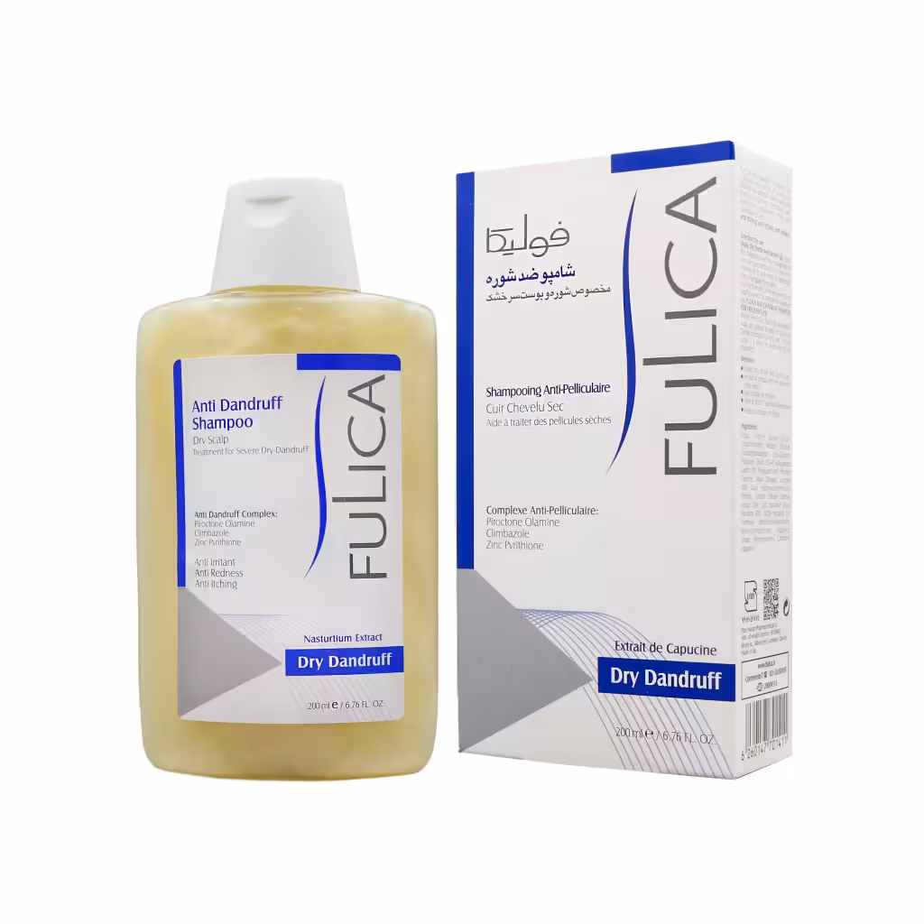 شامپو ضد شوره خشک فولیکا مناسب پوست سر خشک 200 میلی لیتر