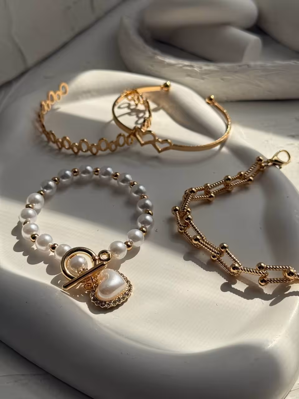 پک دستبنددخترانه4عددی  مدل ترکیبی مروارید وتیفانی شماره30