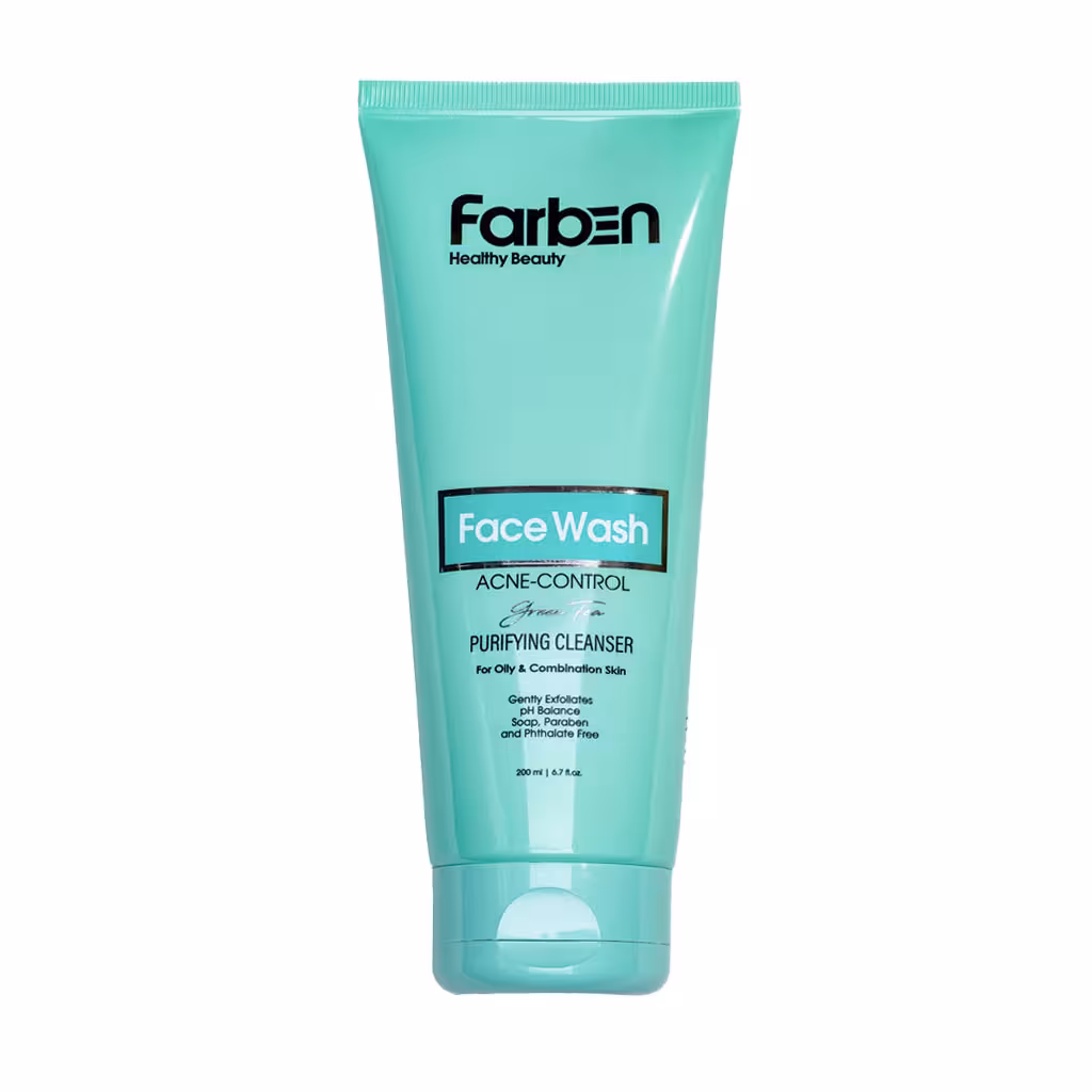 ژل شستشوی پوست چرب فاربن حاوی چای سبز 200 میلی لیتر Farben Acne Control Face Wash 200 ml