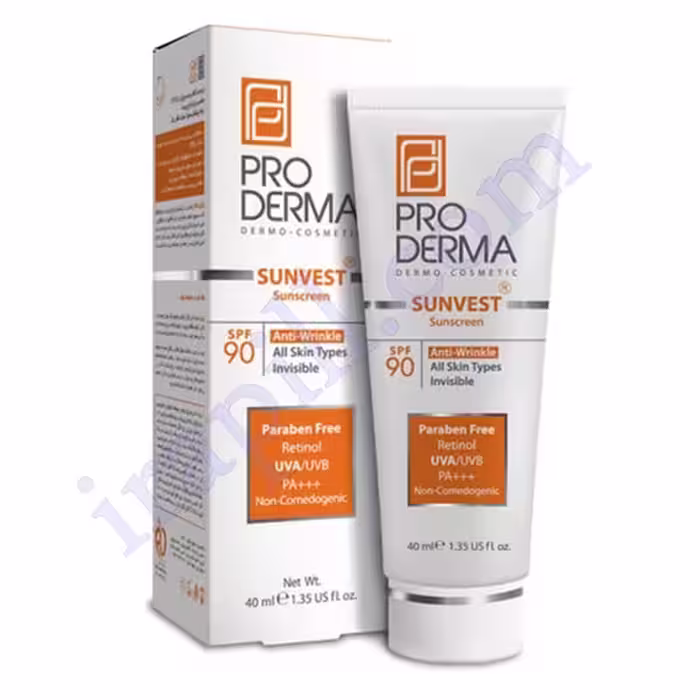 کرم ضد آفتاب و مرطوب کننده پرودرما SPF60 بی رنگ حجم 40 میلی لیتر