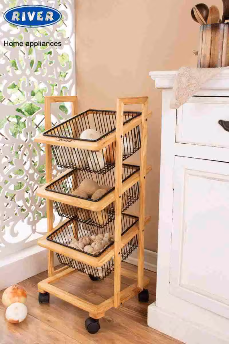 سبد 3 طبقه مربعی سیب زمینی و پیاز چوبی ریور RIVER کد 3911