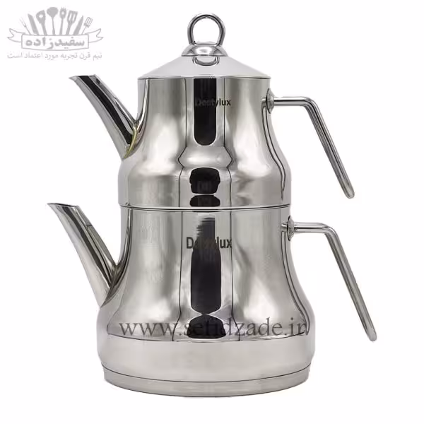 کتری و قوری لوله دار دستی لوکس 801 دسته استیل 2.7 لیتری