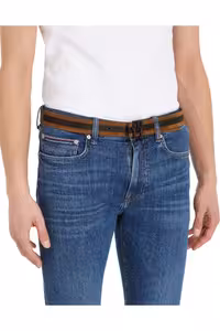 کمربند چند رنگ مردانه پلاک مونوگرام هفتم 35 اورجینال Tommy Hilfiger