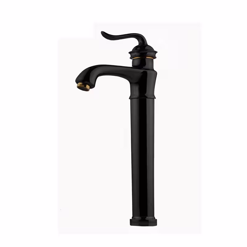 شیر روشویی پایه بلند شودر مدل لوکا مشکی طلا