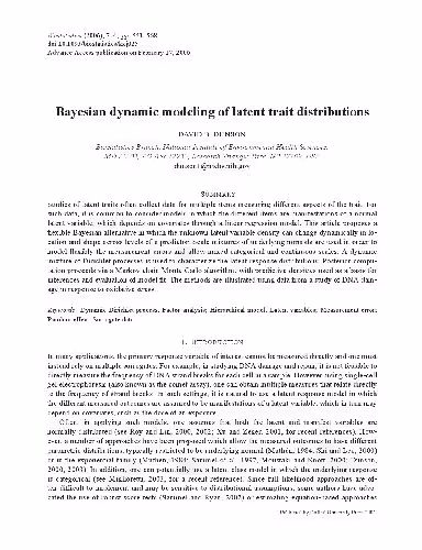 خرید و دانلود نسخه کامل کتاب Bayesian dynamic modeling of latent trait distributions