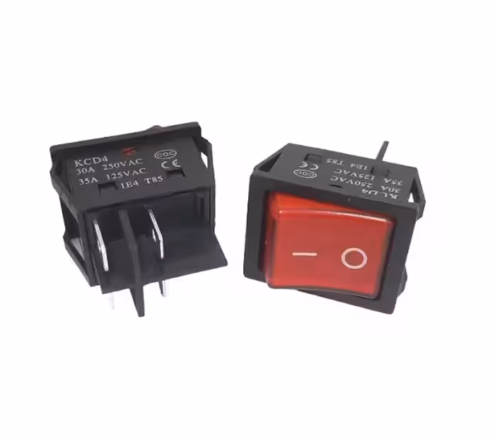 کلید راکر بزرگ چراغدار دو حالته 4 پین 30 آمپر 25*31