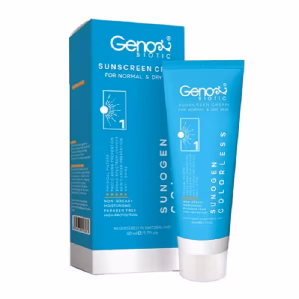 کرم ضد آفتاب ژنوبایوتیک SPF 50 بی رنگ