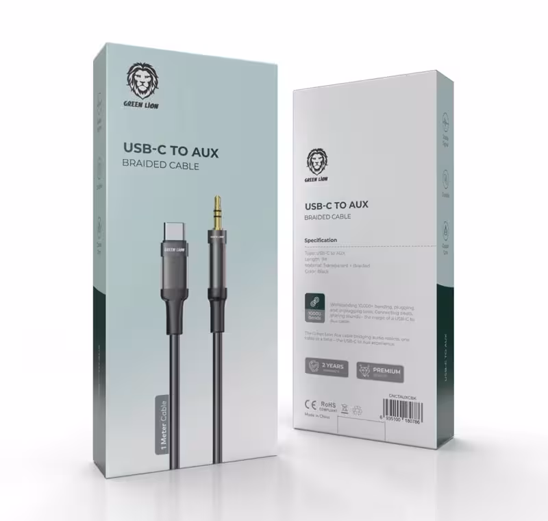 کابل تبدیل 3.5 میلیمتر به TYPE C گرین طول یک متر مدل GNCTAUXCBK