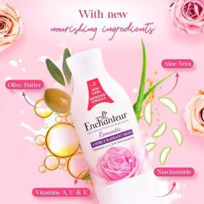 لوسیون روشن کننده بدن انشانتر رایحه رمانتیک Enchanteur Romantic Radiance حجم 250 میلی لیتر
