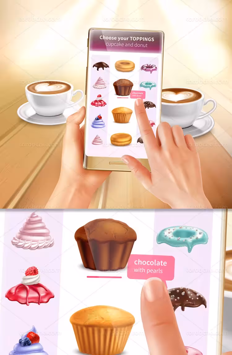 وکتور خرید آنلاین کاپ کیک | گرافیک با طعم تربچه