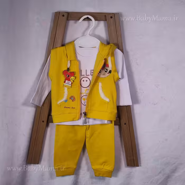 ست سه تیکه سویشرت و شلوار چاپی استیکر