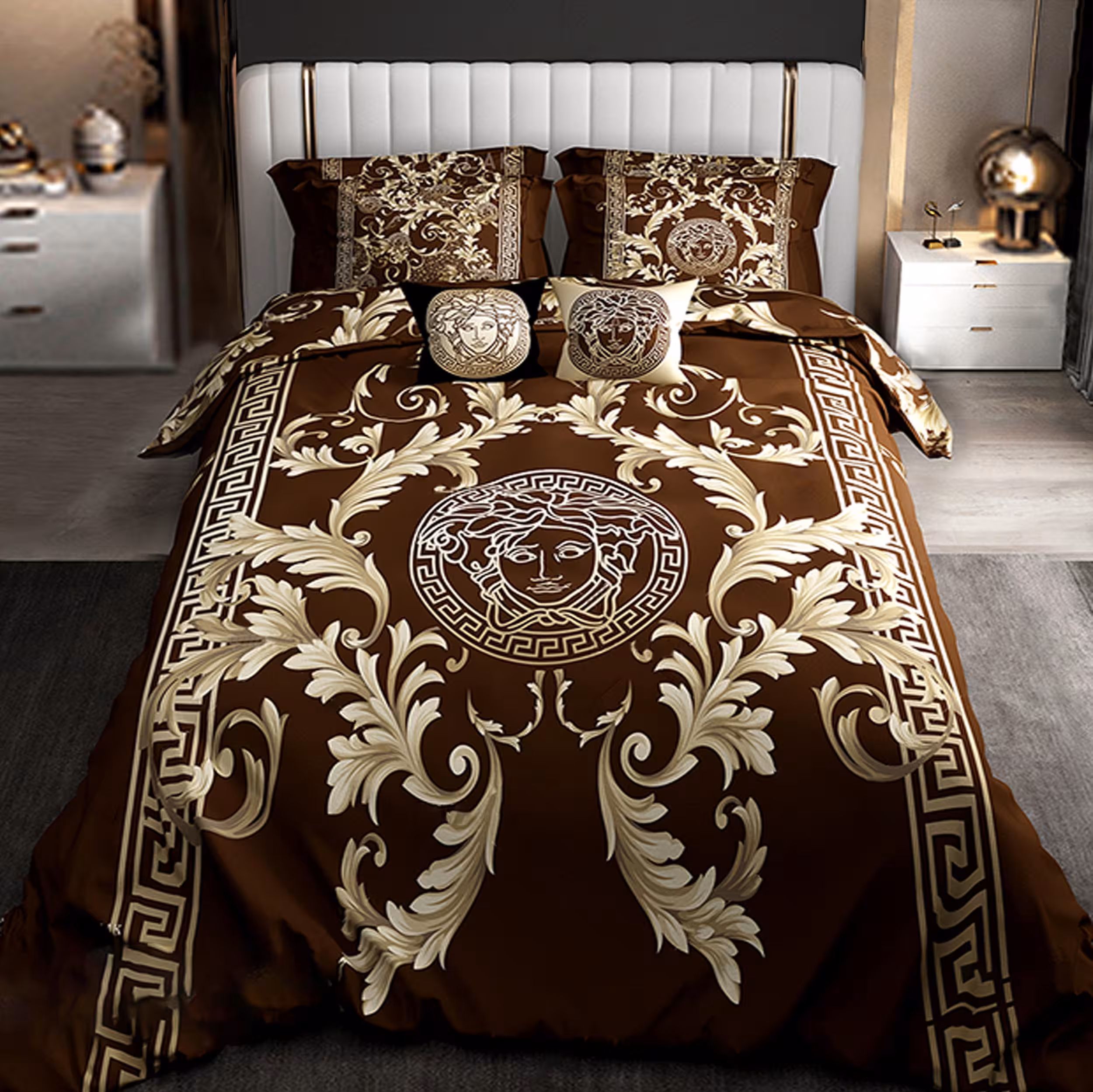 سرویس خواب پارلاک کد75  مدل ورساچ جدید دو نفره 8 تکه 