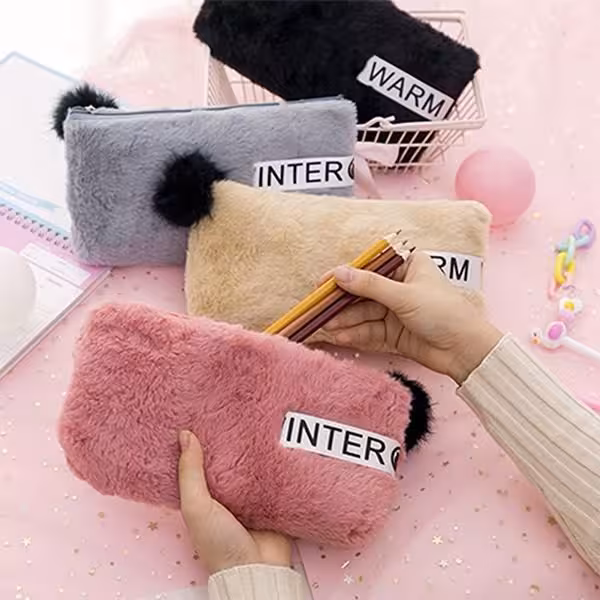 جامدادی بزرگ پشمی Cute Fur School Pencil Case