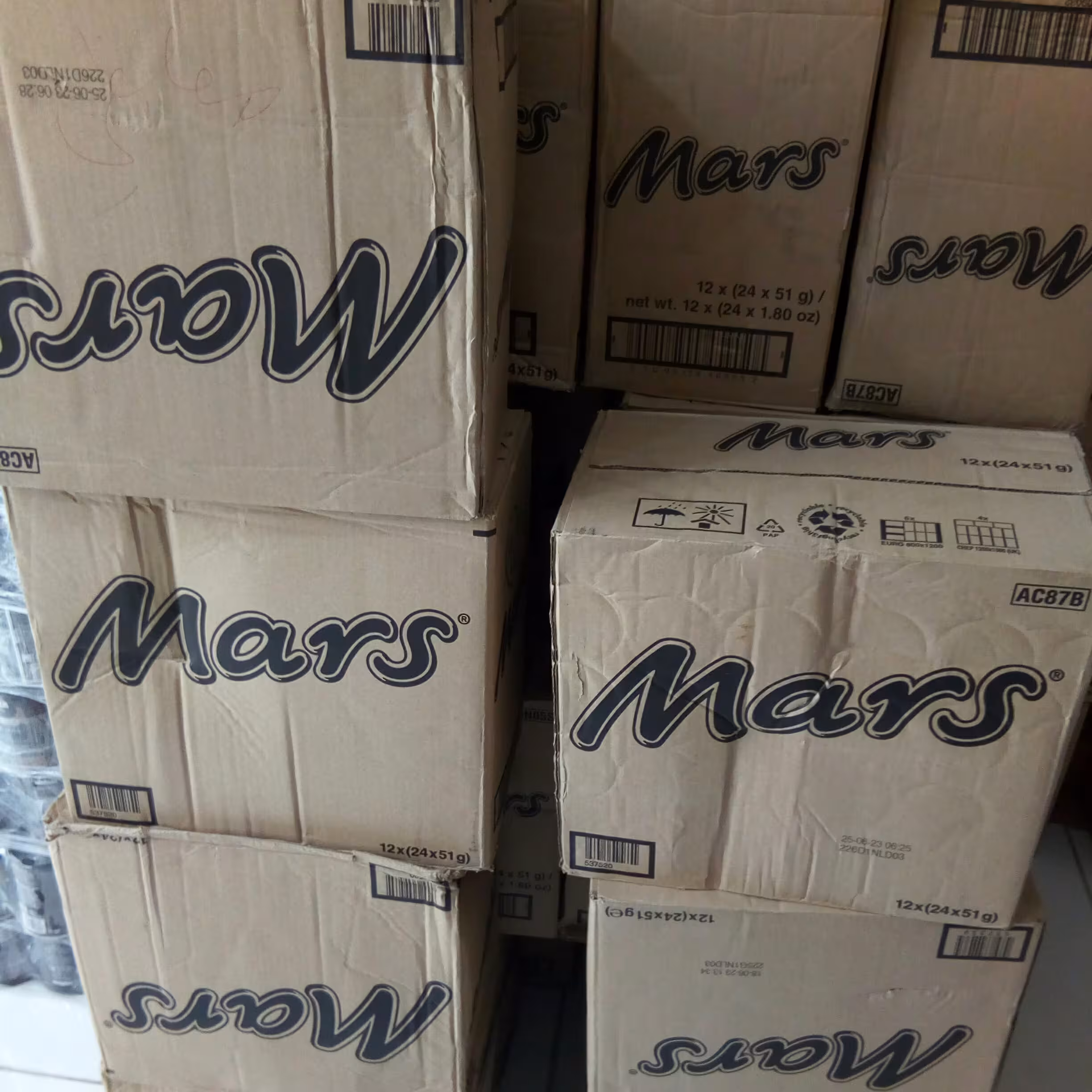 شکلات مارس محصول هلند پک عمده 12باکس 24عددی51گرمی جمعأ288عددتضمین اصالت کالا 