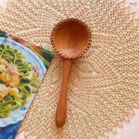 قاشق آجیل خوری دست ساز بارلی 22 سانتی چوب راش 