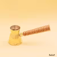 قهوه جوش برنجی طلایی بدون در مدل شیار سایز 1