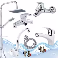 ست 10عددی شیرآلات اهرمی مدل ماهان با علم دوش  رسوبگیر اتومات